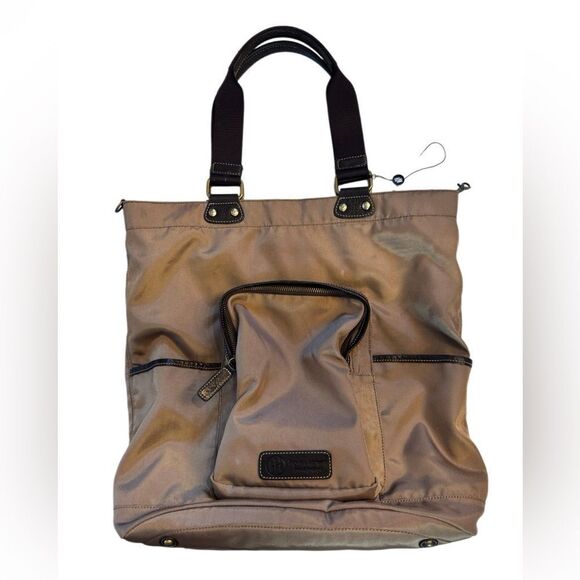 Hayden Harnett- Green Nylon & Leather Handle Flight Tote Bag Carry On Weekender - Picture 1 of 10